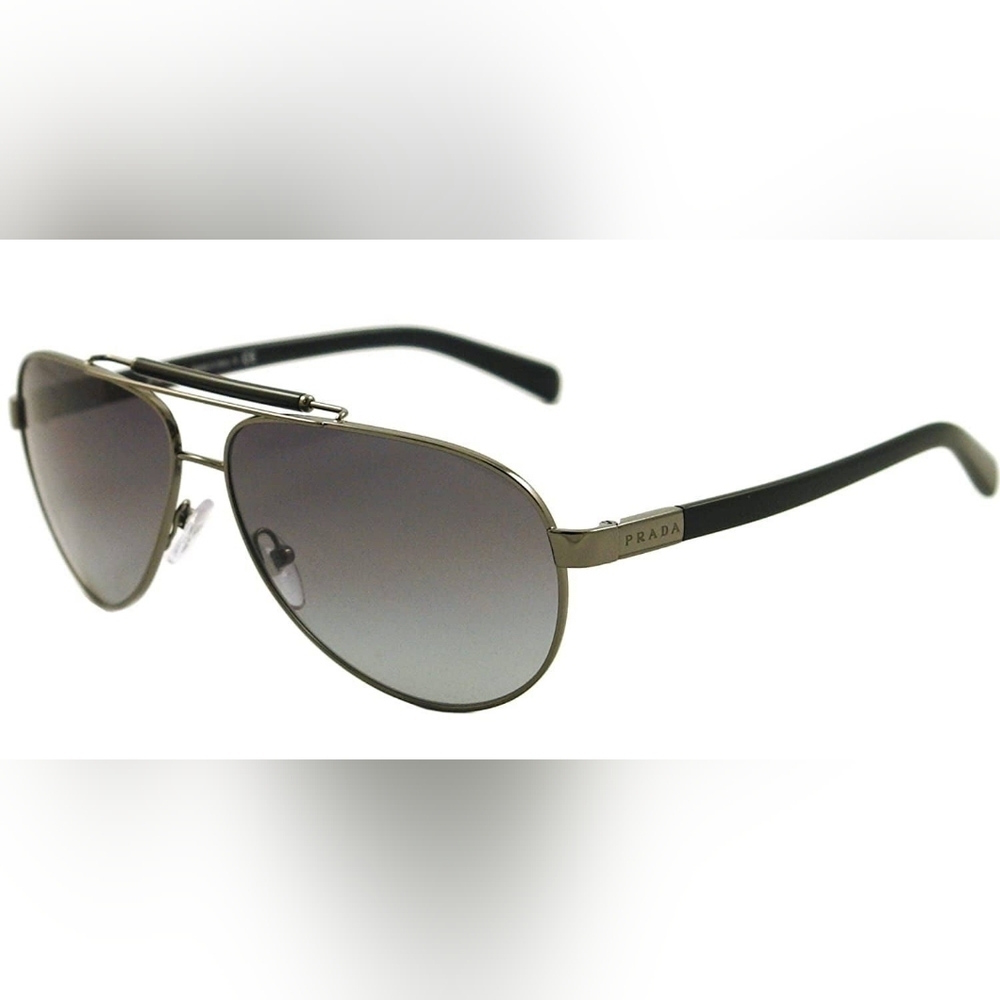 Prada Aviator Frame Shiny Gunmetal Lens Gray Gradient Sunglasses
